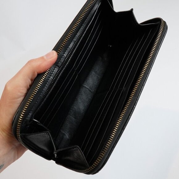 Bottega Veneta Continental Black Intrecciato Leather Zip Wallet 8.5in Oversized - Picture 3 of 11